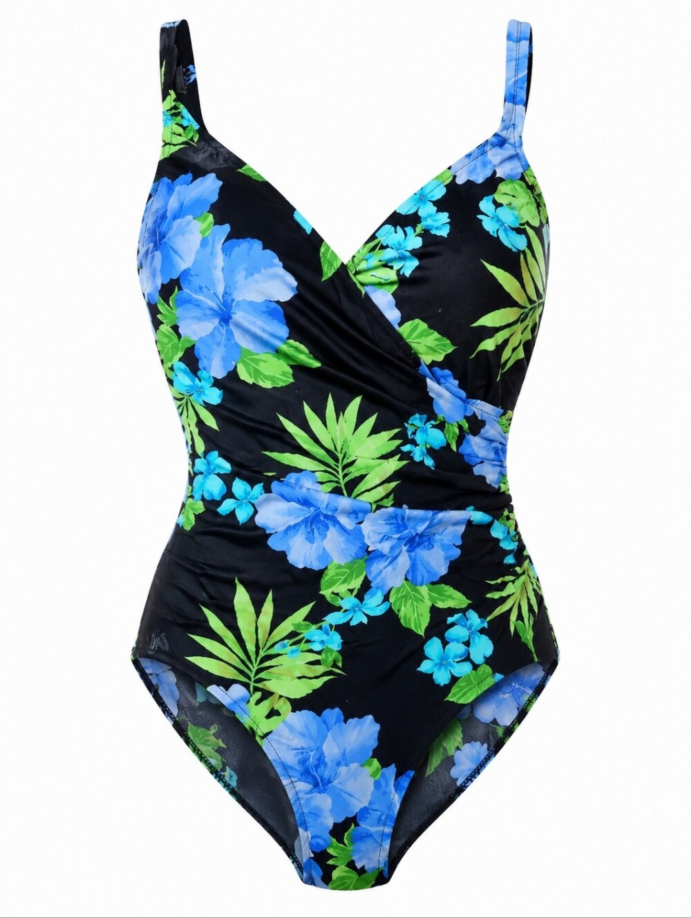 MIRACLESUIT | Ruched Tropical Tummy Control One Piece Blue Green Swimsuit | 14‎